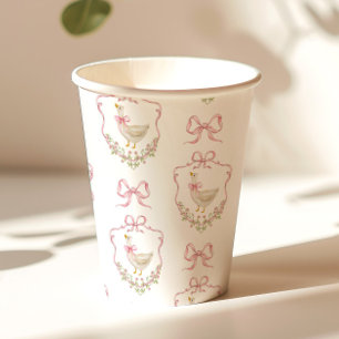 Albern Gänserosa Wappen Vintage Babydusche Pappbecher