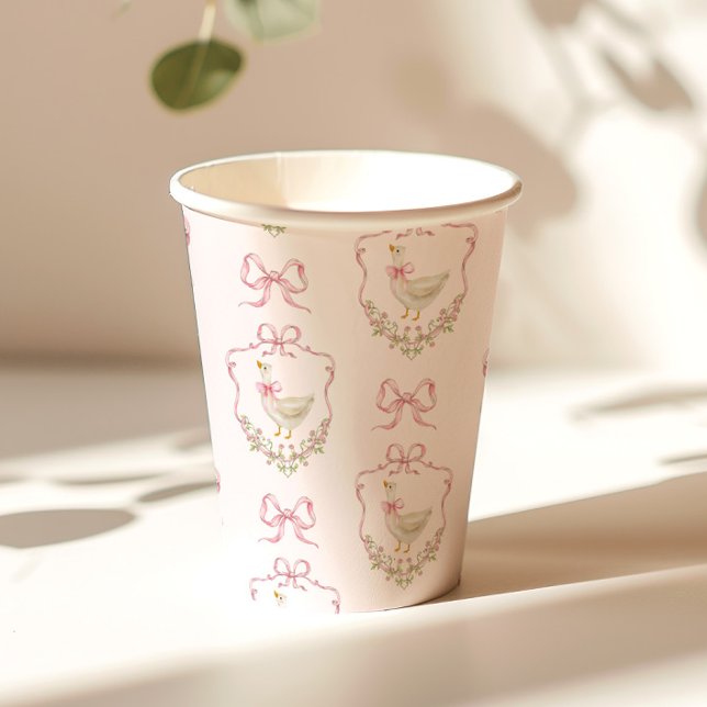 Albern Gänserosa Wappen Vintage Babydusche Pappbecher (Von Creator hochgeladen)