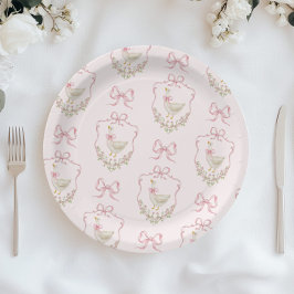 Albern Gänserosa Wappen Vintage Babydusche Pappteller