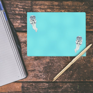 Albern Goofy Cartoon Ghost Big Eyes Halloween Post-it Klebezettel