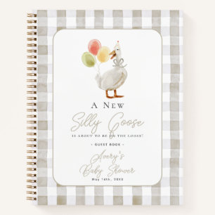 Albern Goose Beige Gingham Baby Showroom Gästebuch Notizbuch