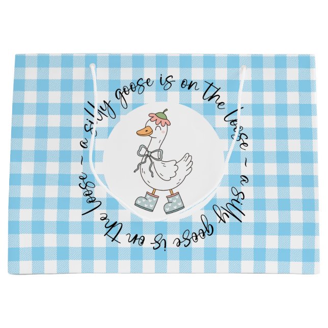 Albern Goose Blue Gingham Große Geschenktüte (Vorderseite)