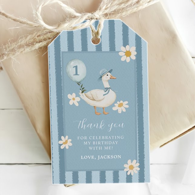 Albern Goose Daisy Boy 1. Geburtstag Party Geschenkanhänger (Von Creator hochgeladen)