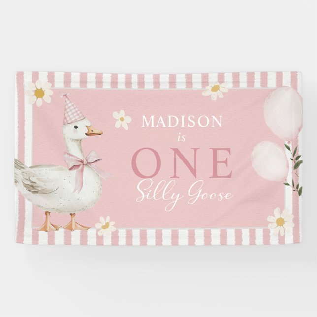 Albern Goose Daisy Girl 1. Geburtstag Party Banner (Horizontal)