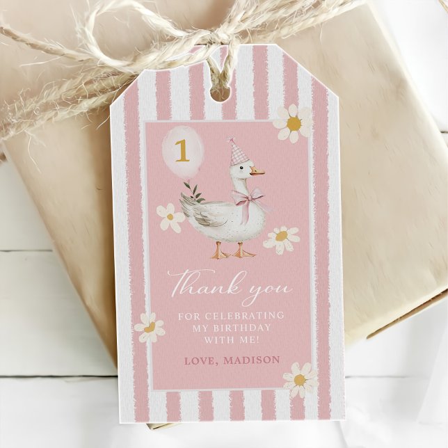 Albern Goose Daisy Girl 1. Geburtstag Party Geschenkanhänger (Von Creator hochgeladen)