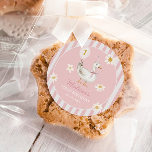 Albern Goose Daisy Girl 1. Geburtstag Party Runder Aufkleber