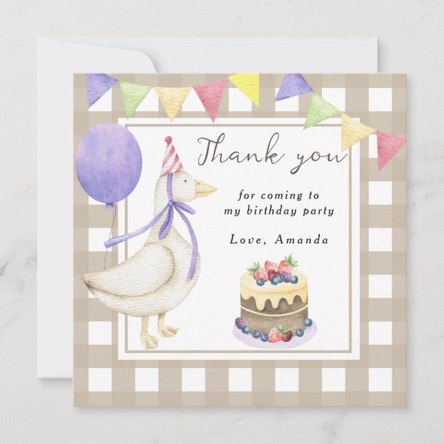 Albern Goose Geburtstagsparty Danke Einladung (Vorderseite)