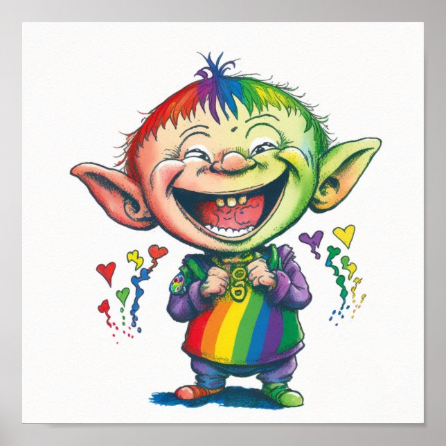 Albern Happy Rainbow Elf Imp Poster (Vorne)