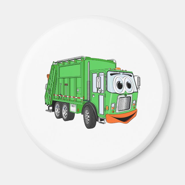 Albern Lächelnder Garbage Truck Cartoon Magnet (Vorne)