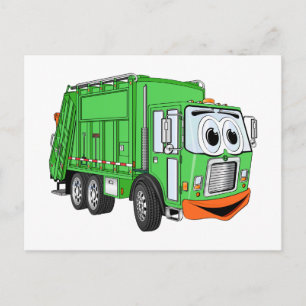 Albern Lächelnder Garbage Truck Cartoon Postkarte