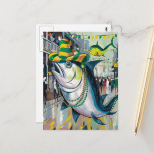 Albern Mardi Gras Fish Postkarte