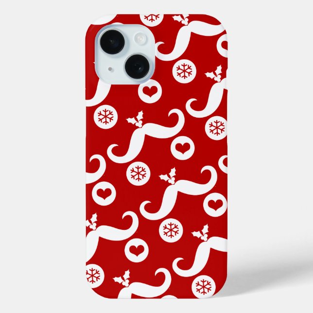 Albern Mustache Funny Santa Face Snowflake Urlaub Case-Mate iPhone Hülle (Rückseite)