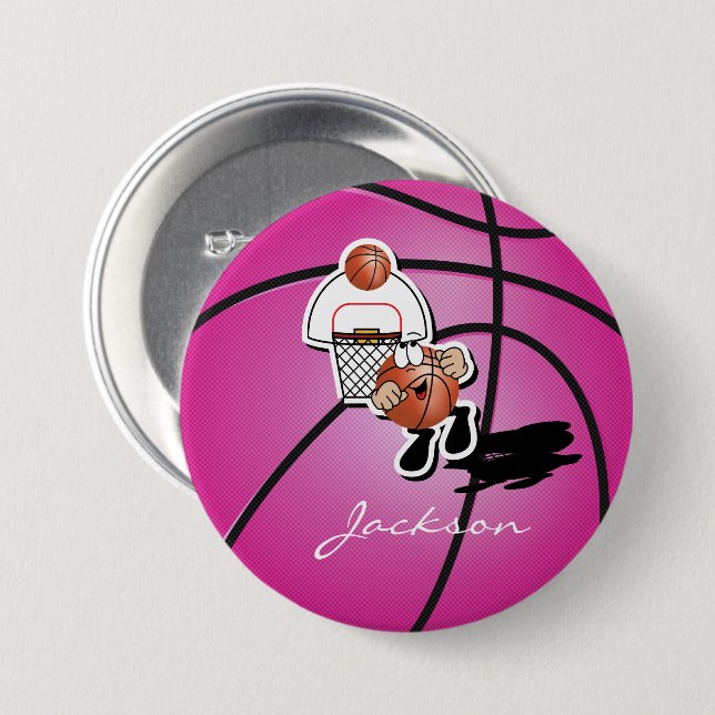 Albern Pink Basketball Typ | PERSONALISIERT Button (Vorne & Hinten)