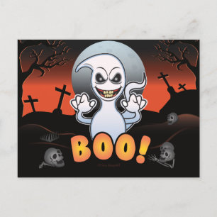 Albern Spooky Geist in einem Friedhof! Halloween S Feiertagspostkarte