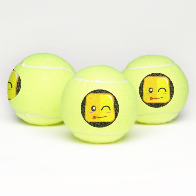 Albern Square Emoji Face hat Spaß beim Sport zu sp Tennisbälle (Multi)