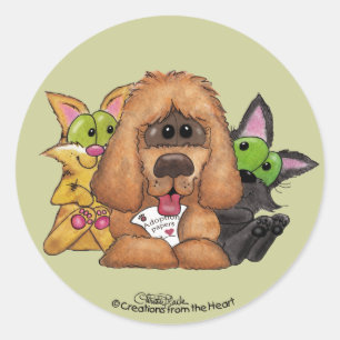 Albern und Tig mit Sassie-Pet-Adoption ist LIEBE Runder Aufkleber