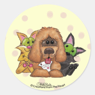 Albern und Tig mit Sassie-Pet-Adoption ist LIEBE Runder Aufkleber