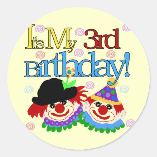 Alberne Clowns 3. Geburtstagsgeschenke und Geschen Runder Aufkleber