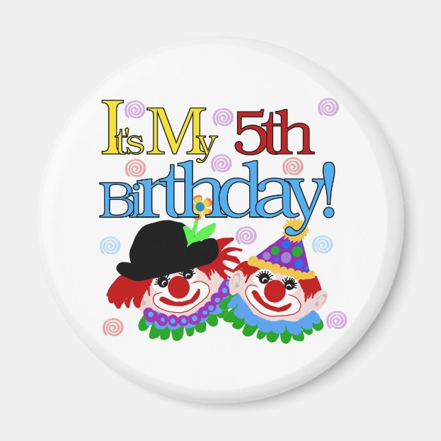 Alberne Clowns 5th Birthday Tshirts und Geschenke Magnet (Vorne)
