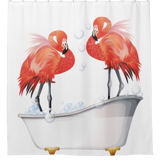 Alberne Flamingos in der Badewanne Duschvorhang (Vorderseite)