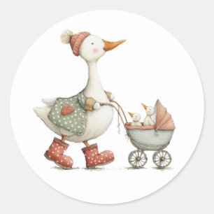 Alberne Gans 2. Baby Baby Shower Runder Aufkleber