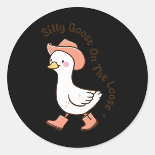 Alberne Gans auf der Loose Funny Cowboy Bauer Farm Runder Aufkleber