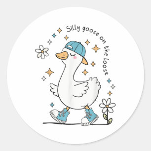 Alberne Gans auf der Lose Funny Goose Pub Jungs Ki Runder Aufkleber