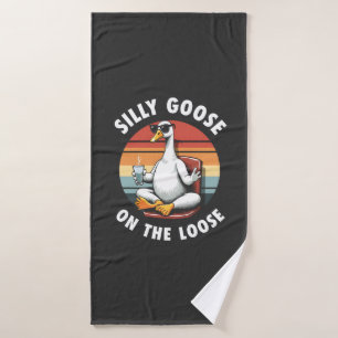 Alberne Gans auf der Lose Meditation Yoga Retro Badehandtuch