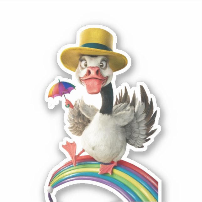 alberne Gans auf der losen zeichnend, Albernen Gan Aufkleber (Vorderseite)