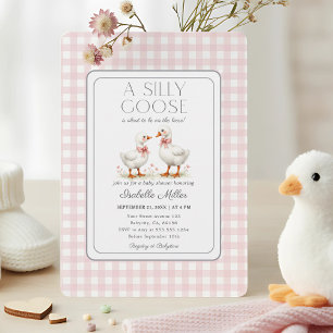 Alberne Gans auf freiem Fuß Baby Shower Rosa Gingh Einladung