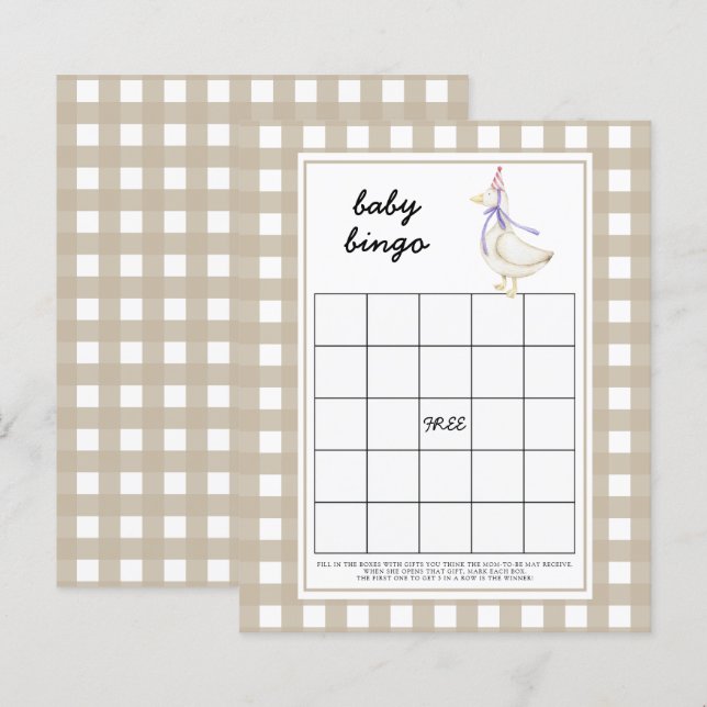 Alberne Gans - Baby Dusche Bingo Spiel (Vorne/Hinten)