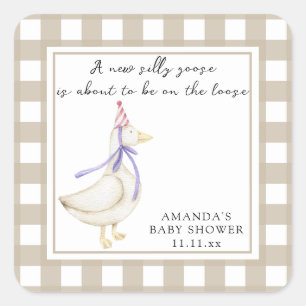 Alberne Gans-Baby-Party Quadratischer Aufkleber