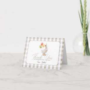 Alberne Gans Beige Gingham Babyparty Dankeskarte