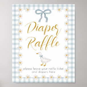 Alberne Gans Blaue Gingham-Baby-Party-Windel-Raffe Poster