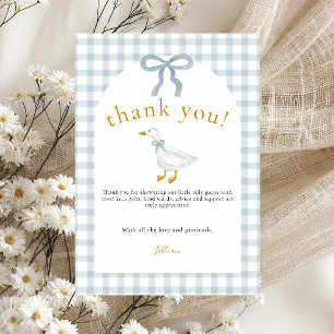 Alberne Gans Blaue Gingham Cottagecore Babyparty Dankeskarte