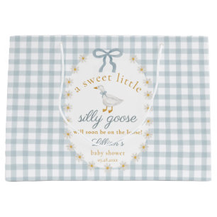 Alberne Gans Blaue Gingham Cottagecore Babyparty Große Geschenktüte