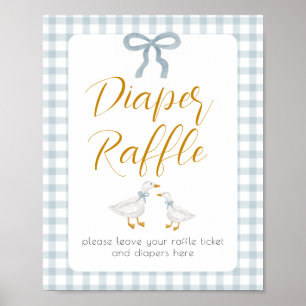 Alberne Gans Blaue Gingham Cottagecore-Windel-Raff Poster