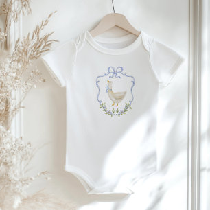 Alberne Gans Blaue Schleife Wappen Baby Shower Strampler