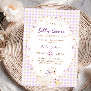 Alberne Gans Gingham Enten Mädchen Baby Shower Einladung