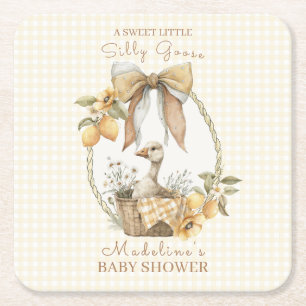 Alberne Gans-Limonen-Aquarell-Baby-Party Rechteckiger Pappuntersetzer