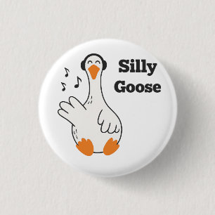 Alberne Gans mit Kopfhörern – Süße Lustige Gans Button