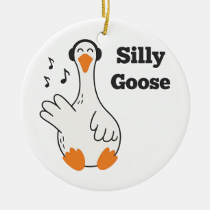 Alberne Gans mit Kopfhörern – Süße Lustige Gans Keramik Ornament