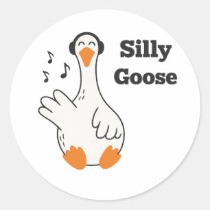 Alberne Gans mit Kopfhörern – Süße Lustige Gans Runder Aufkleber