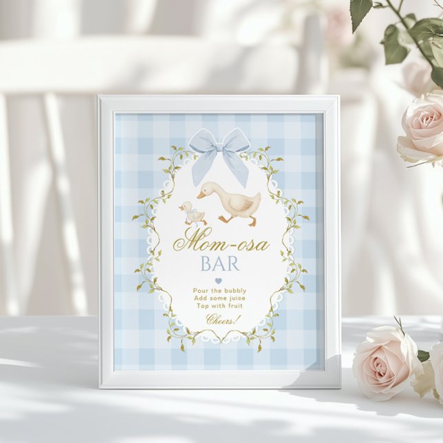 Alberne Gans Momosa Bar Blue Gingham Poster (Von Creator hochgeladen)