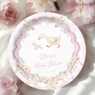 Alberne Gans Pink Gingham Mädchen Baby-Party Pappteller
