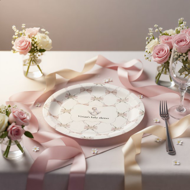 Alberne Gans Preppy-Schleife Baby Shower Pappteller (Von Creator hochgeladen)