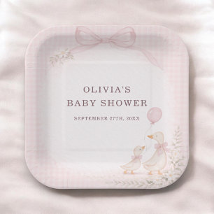 Alberne Gans Rosa Babyparty-Feier Pappteller