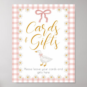 Alberne Gans Rosa Gingham Babyparty-Geschenktisch Poster