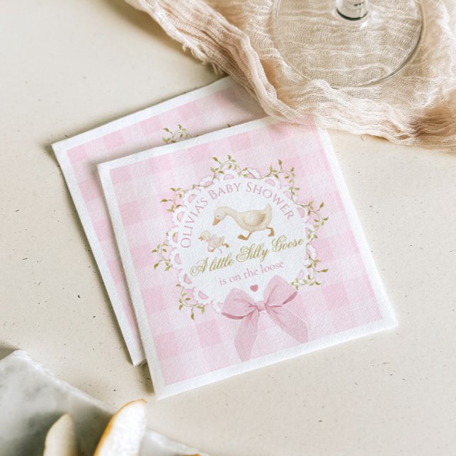 Alberne Gans Rosa Gingham-Schleife Baby Shower Serviette (Von Creator hochgeladen)