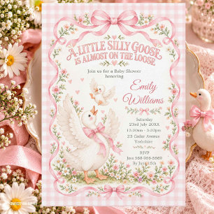 Alberne Gans Rosa Schleife Coquette Babyparty Einladung